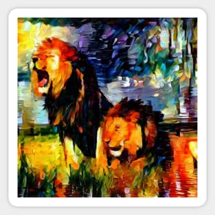 lion painting (leo art, lion king) Sticker